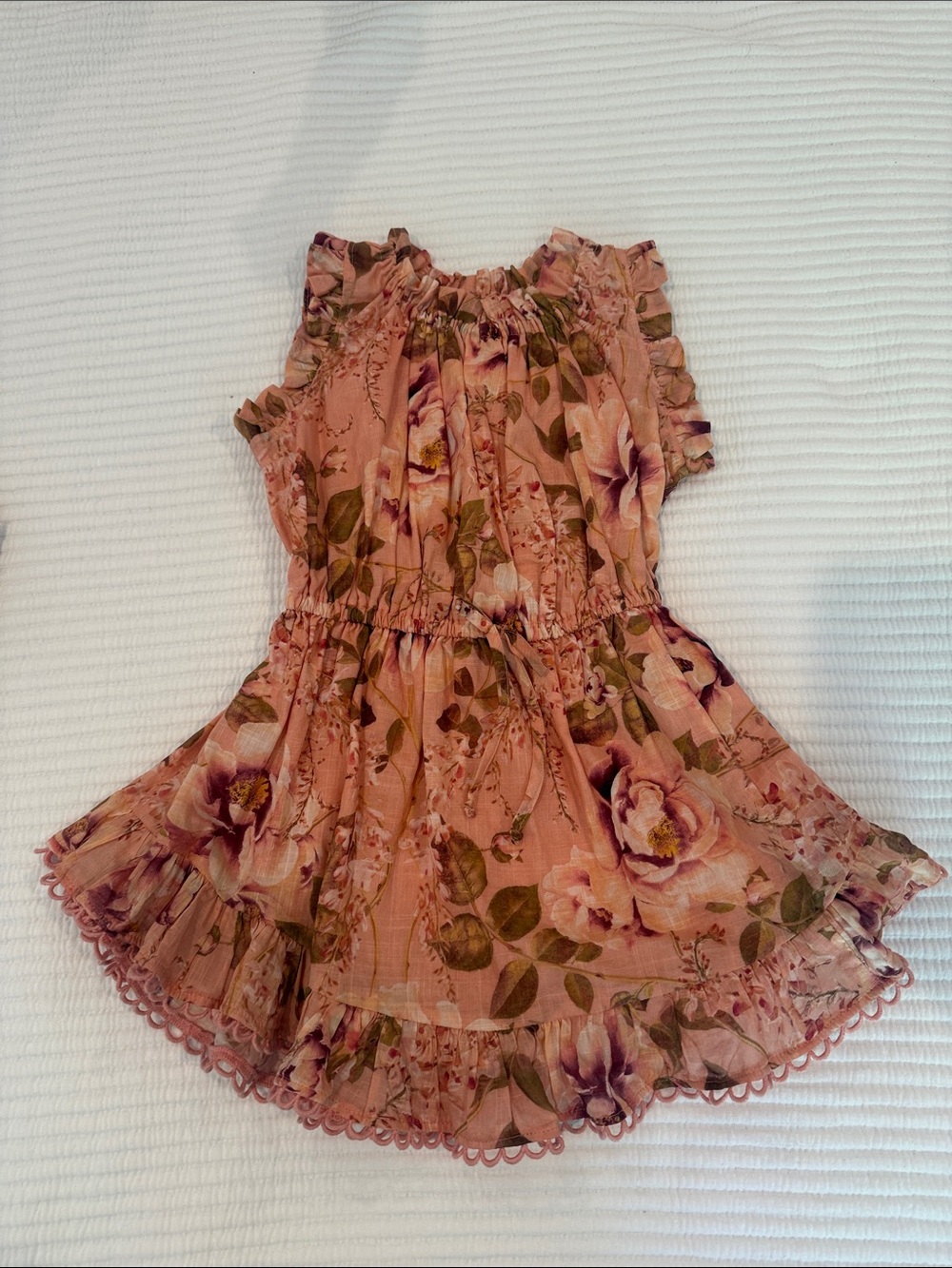 Girls Zimmermann Peach Floral Ruffle Dress Size 1